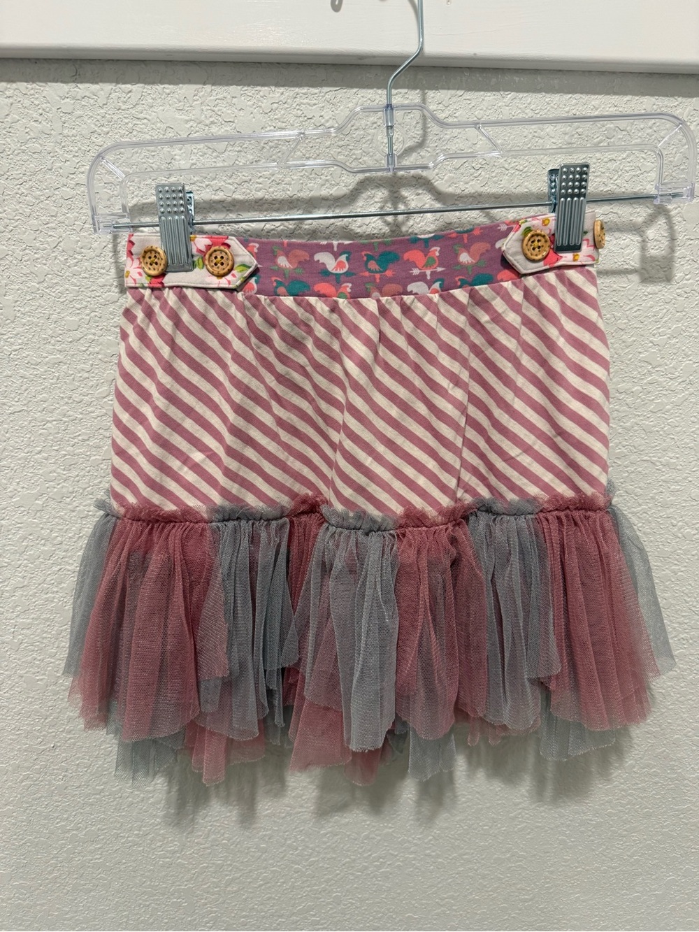 Matilda Jane Pink Stripe Skirt with Gray & Dusty Rose Tulle